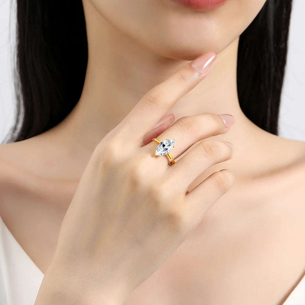 Marquise Ring 14K Gold With A 2 Carat Stone Elegant Wedding Band