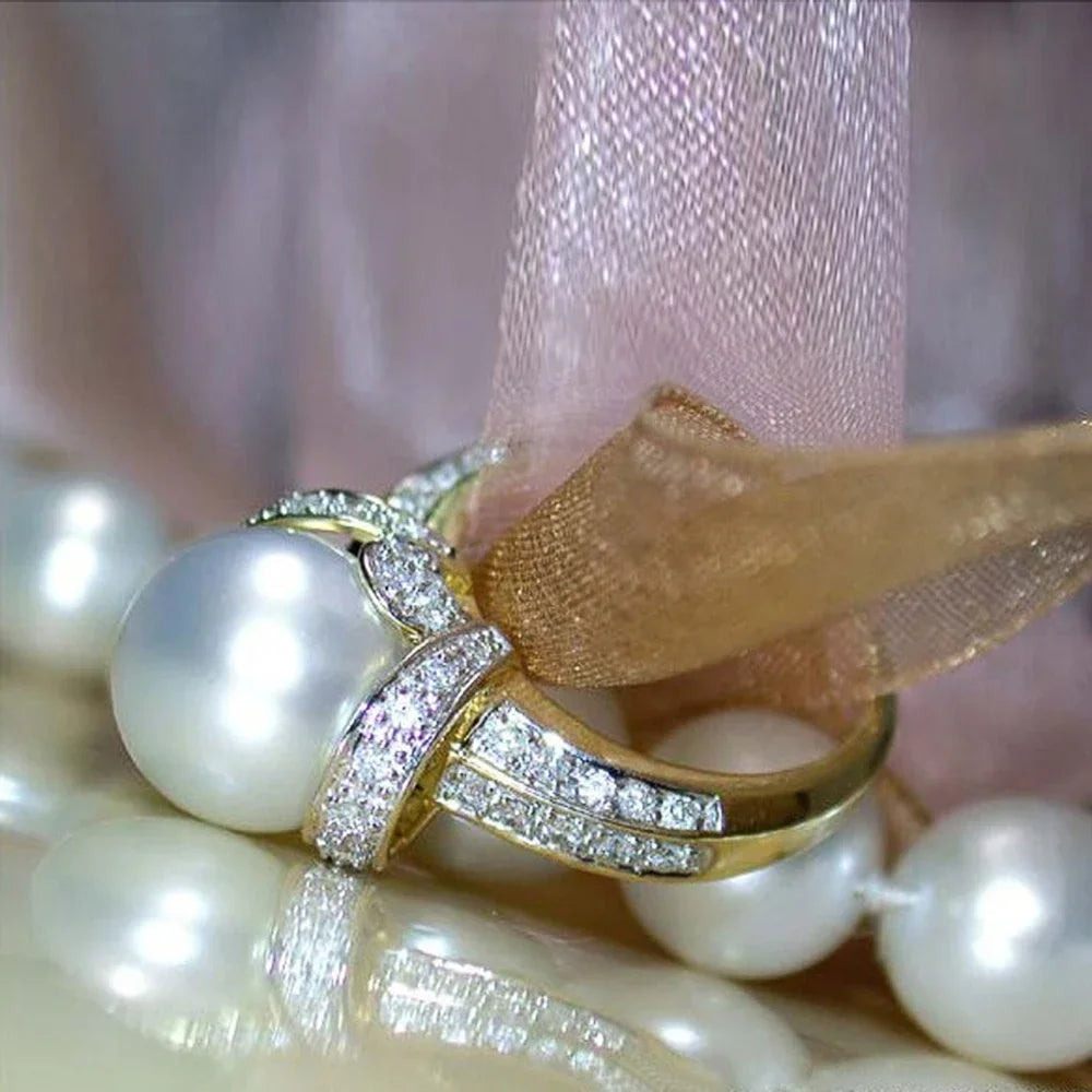 Pearl and Gold Wedding Ring