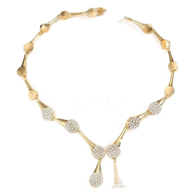 Necklace Earrings Exquisite Set Golden Quiet Elegant Bridal Banquet