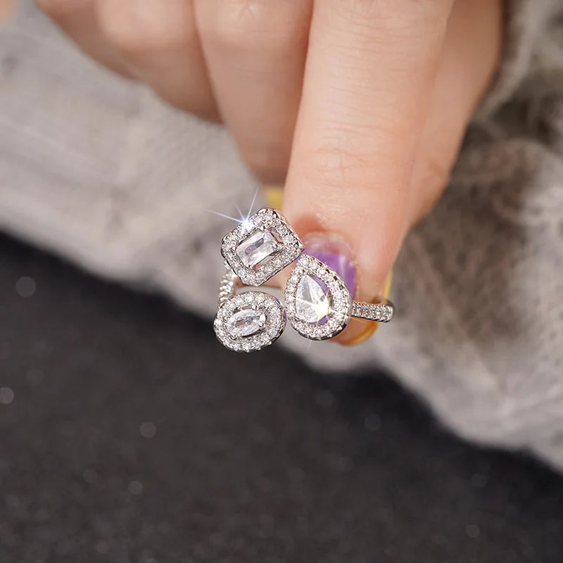 Water-Drop Diamond Engagement Band