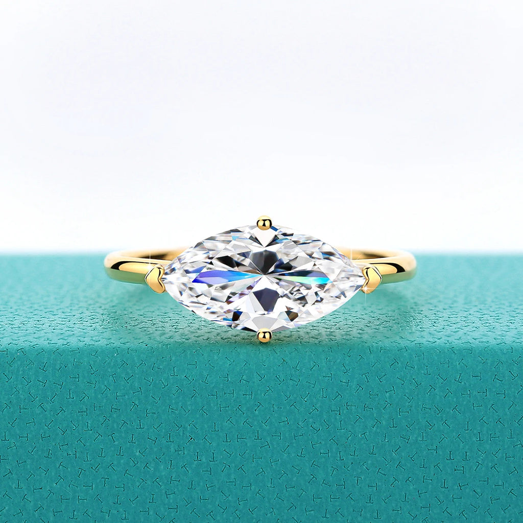 Marquise Ring 14K Gold With A 2 Carat Stone Elegant Wedding Band