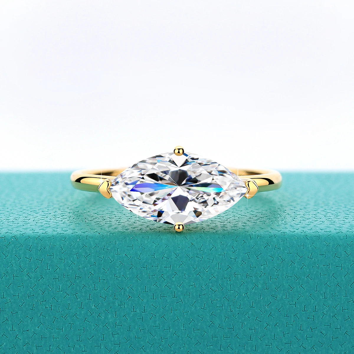 Marquise Ring 14K Gold With A 2 Carat Stone Elegant Wedding Band
