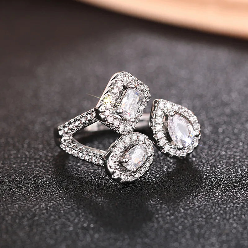 Water-Drop Diamond Engagement Band
