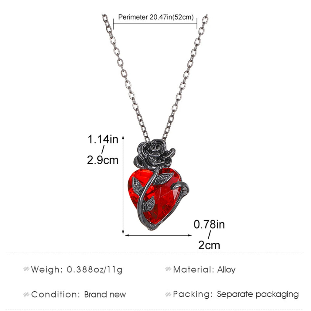 Gothic Rose Red Love Necklace Women's