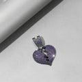 Big Purple Love Pendant Necklace 16MM Cuban Chain