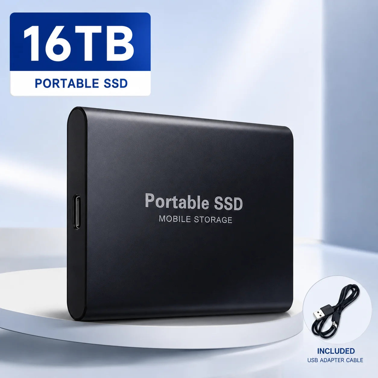 1TB External SSD Portable Hard Drive USB 3.0 Type-C Fast Storage Plug Play for Laptop Mac PC Student Daily Use