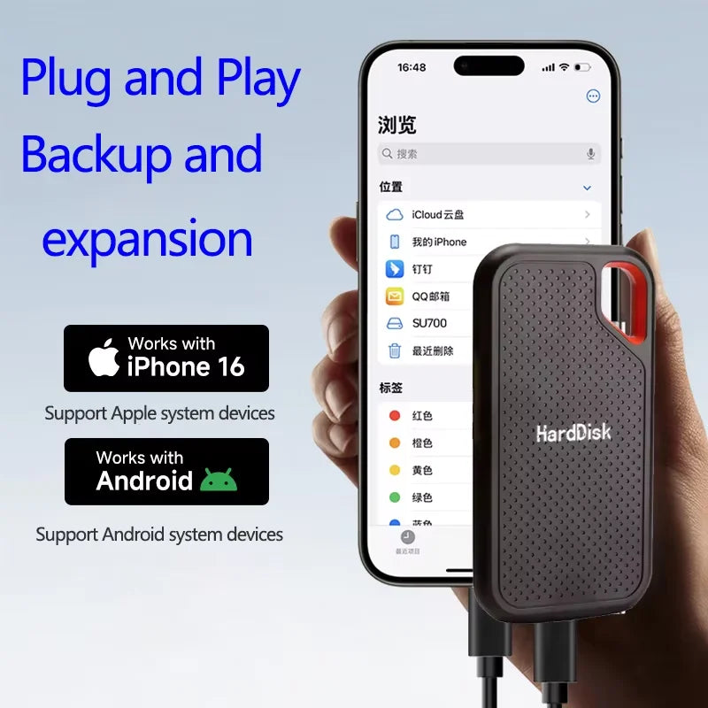 Huge Capacity Portable SSD 128TB High Speed External Hard Drive 1TB Hard Disk 2TB 4TB USB 3.1 Storage Device for Laptop/PC/Phone