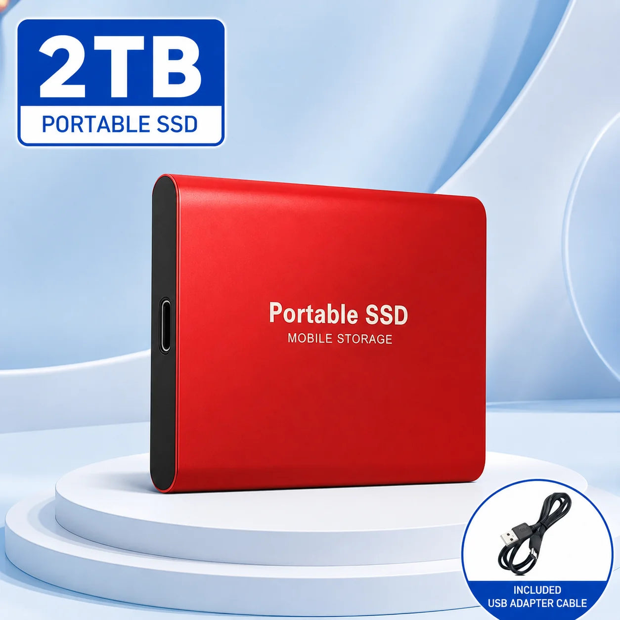 1TB External SSD Portable Hard Drive USB 3.0 Type-C Fast Storage Plug Play for Laptop Mac PC Student Daily Use