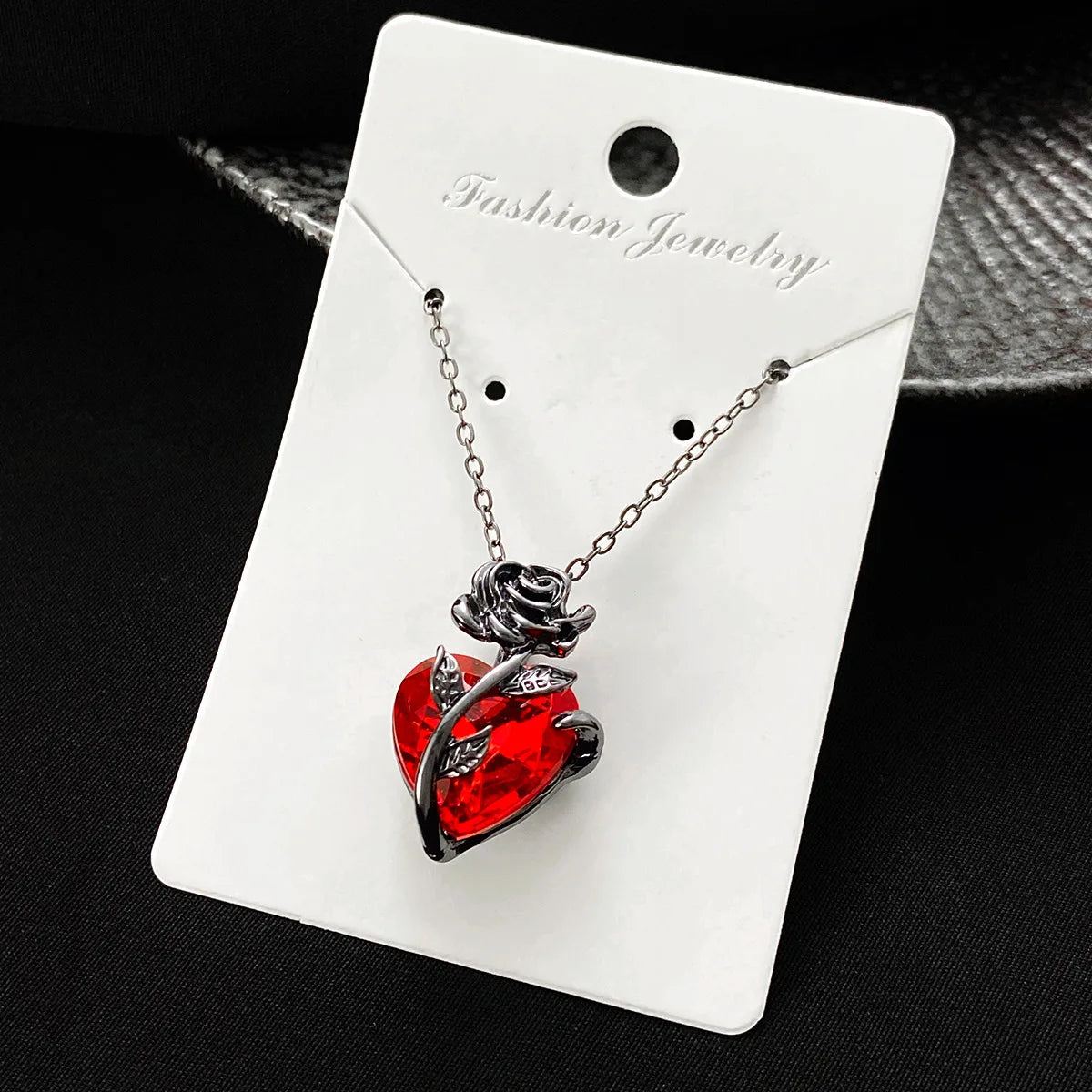 Gothic Rose Red Love Necklace Women's