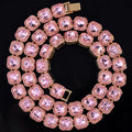 Paved Cuban Link Chain Tennis Necklace Women Men 13/14MM Prong Necklace