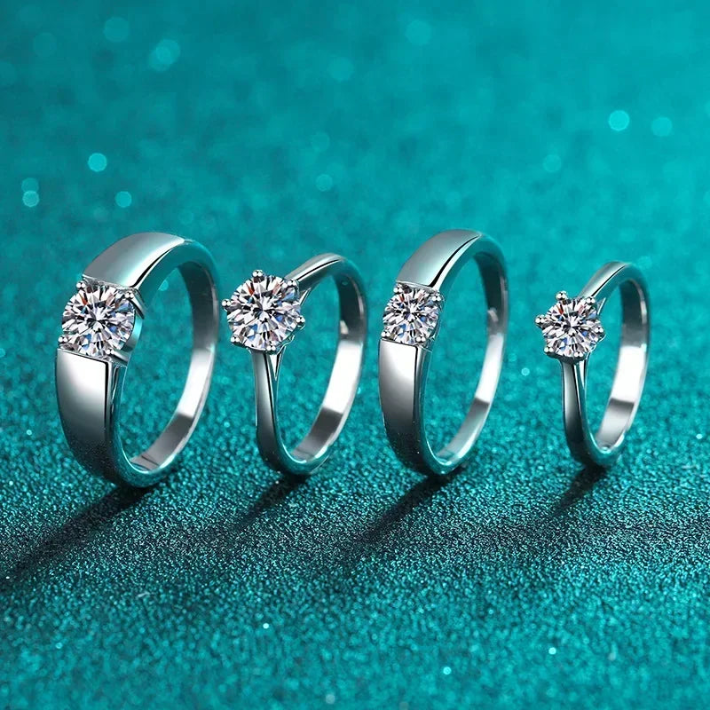 Elegant Design 0.5/1/1.5 Carat Couples Ring, Women and Men