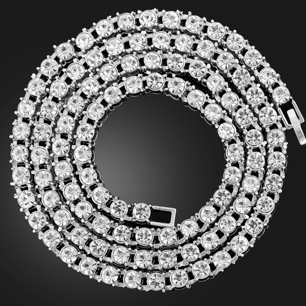 Paved Cuban Link Chain Tennis Necklace Women Men 13/14MM Prong Necklace
