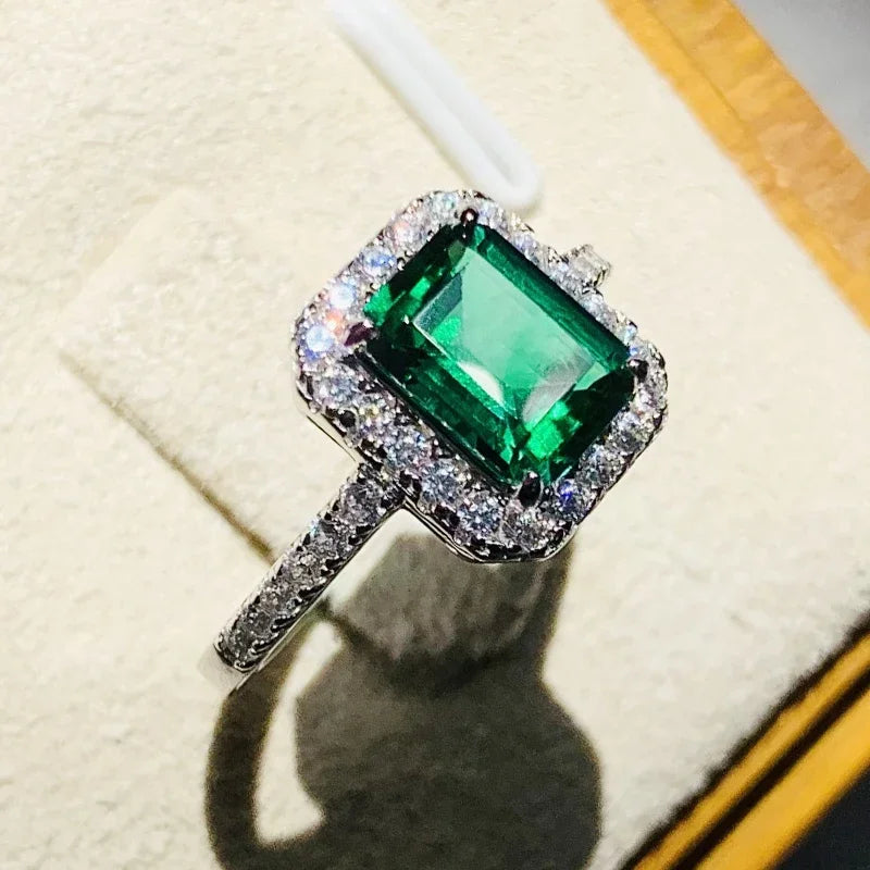 Emerald and Diamond Women's Engagement Ring