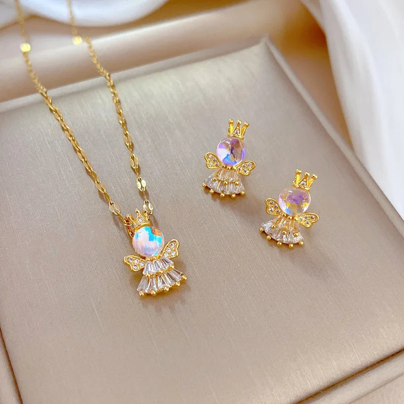 Classic Noble Two-piece Set Earrings And Necklace
