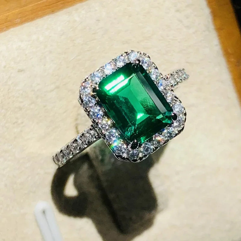 Emerald and Diamond Women's Engagement Ring