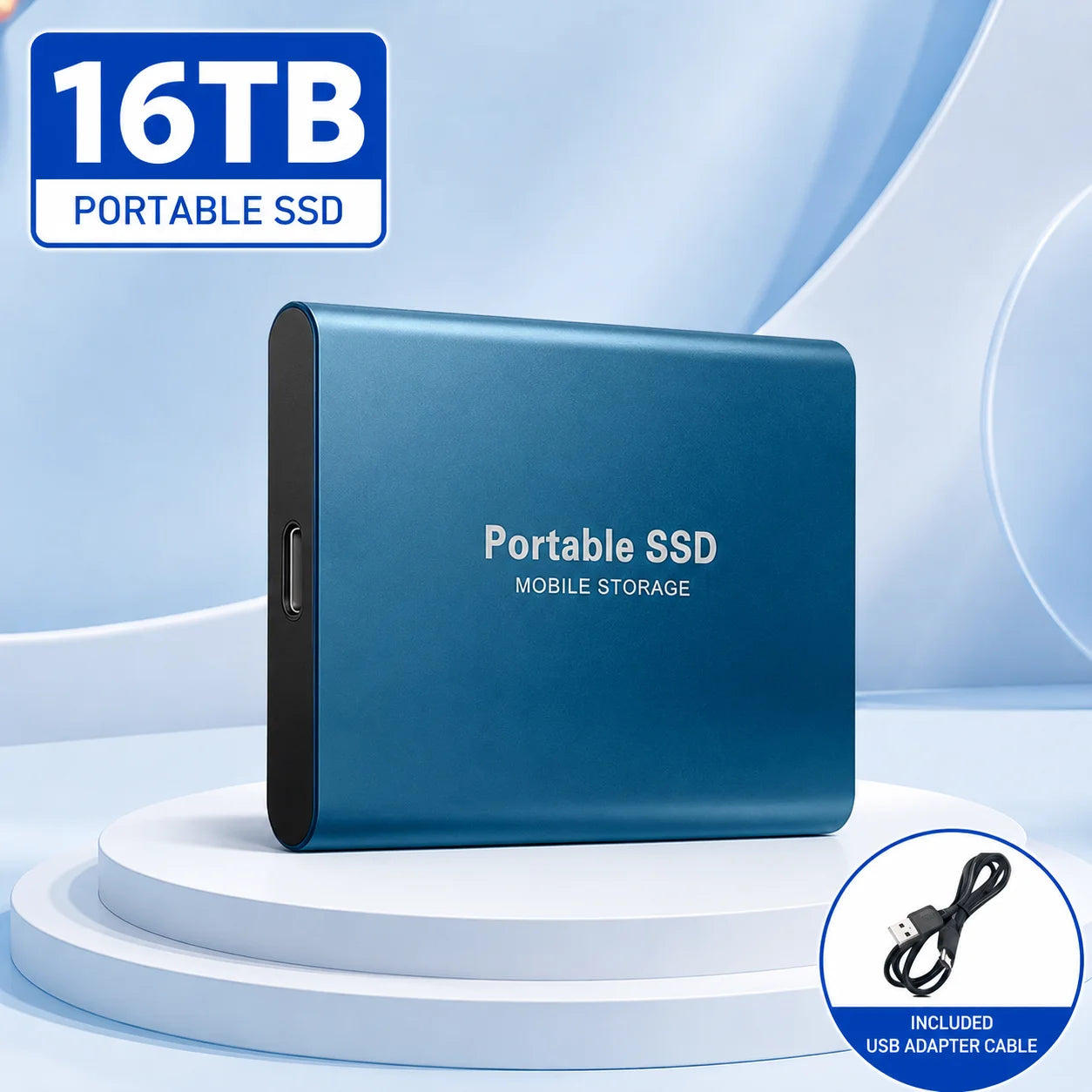 1TB External SSD Portable Hard Drive USB 3.0 Type-C Fast Storage Plug Play for Laptop Mac PC Student Daily Use