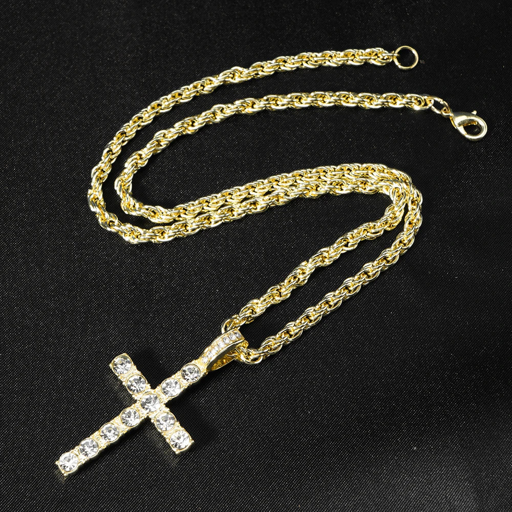 Cross Pendant Necklace with a 4mm Zircon Tennis Chain Men or Women Necklace