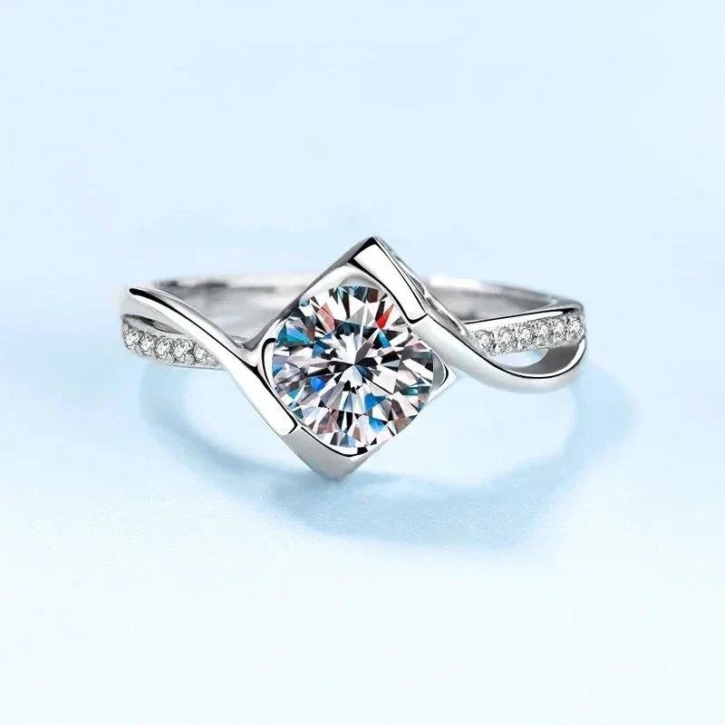Platinum 1CT- 0.5CT  Rings Girl Angel's Kiss Micro inlaid Diamond Ring Engagement