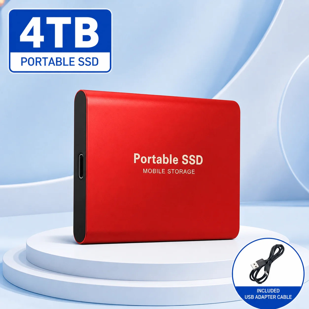 1TB External SSD Portable Hard Drive USB 3.0 Type-C Fast Storage Plug Play for Laptop Mac PC Student Daily Use