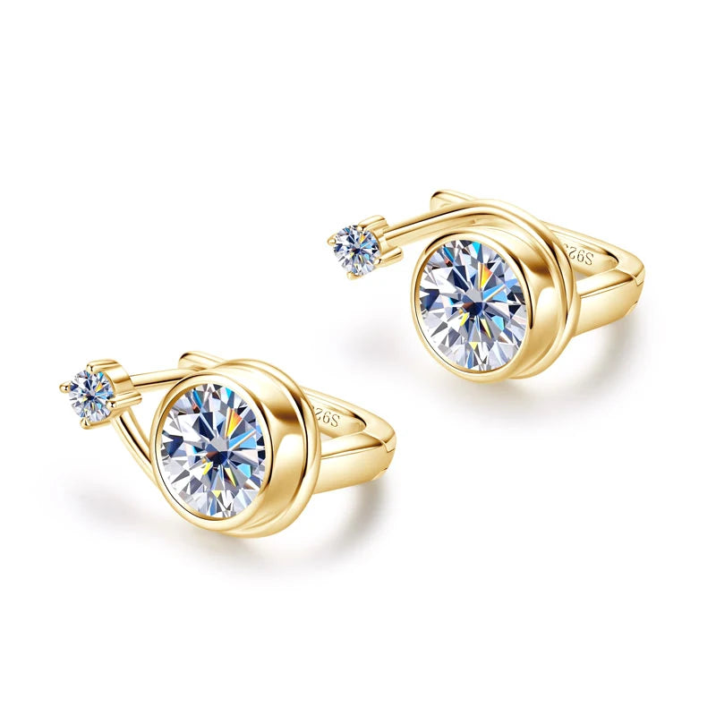 Elegant Earrings 925 Pure Silver And Gold Snail Shape Hoop Earring
