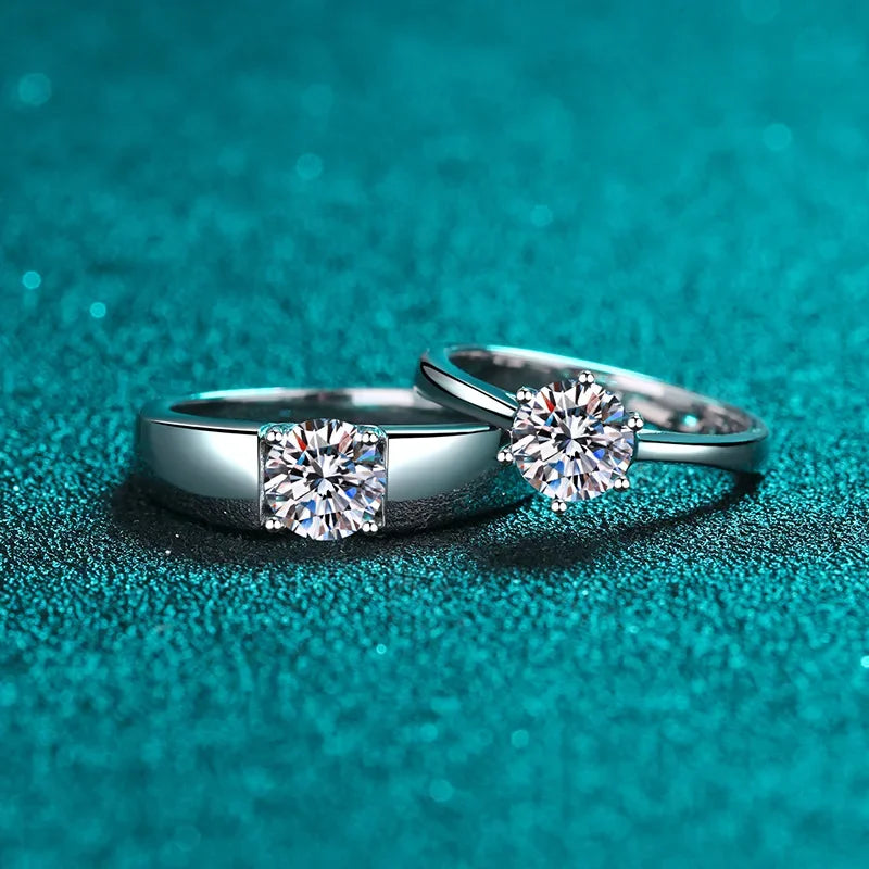 Elegant Design 0.5/1/1.5 Carat Couples Ring, Women and Men