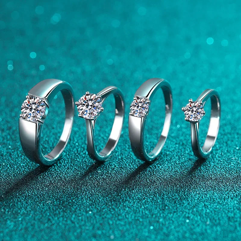 Elegant Design 0.5/1/1.5 Carat Couples Ring, Women and Men