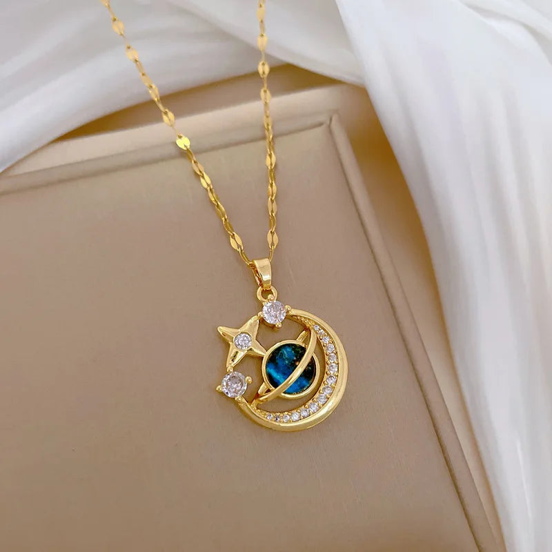 Star Series Necklace Planet Moon Astronaut Pendant Necklaces