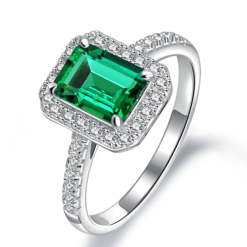 Emerald and Diamond Women's Engagement Ring