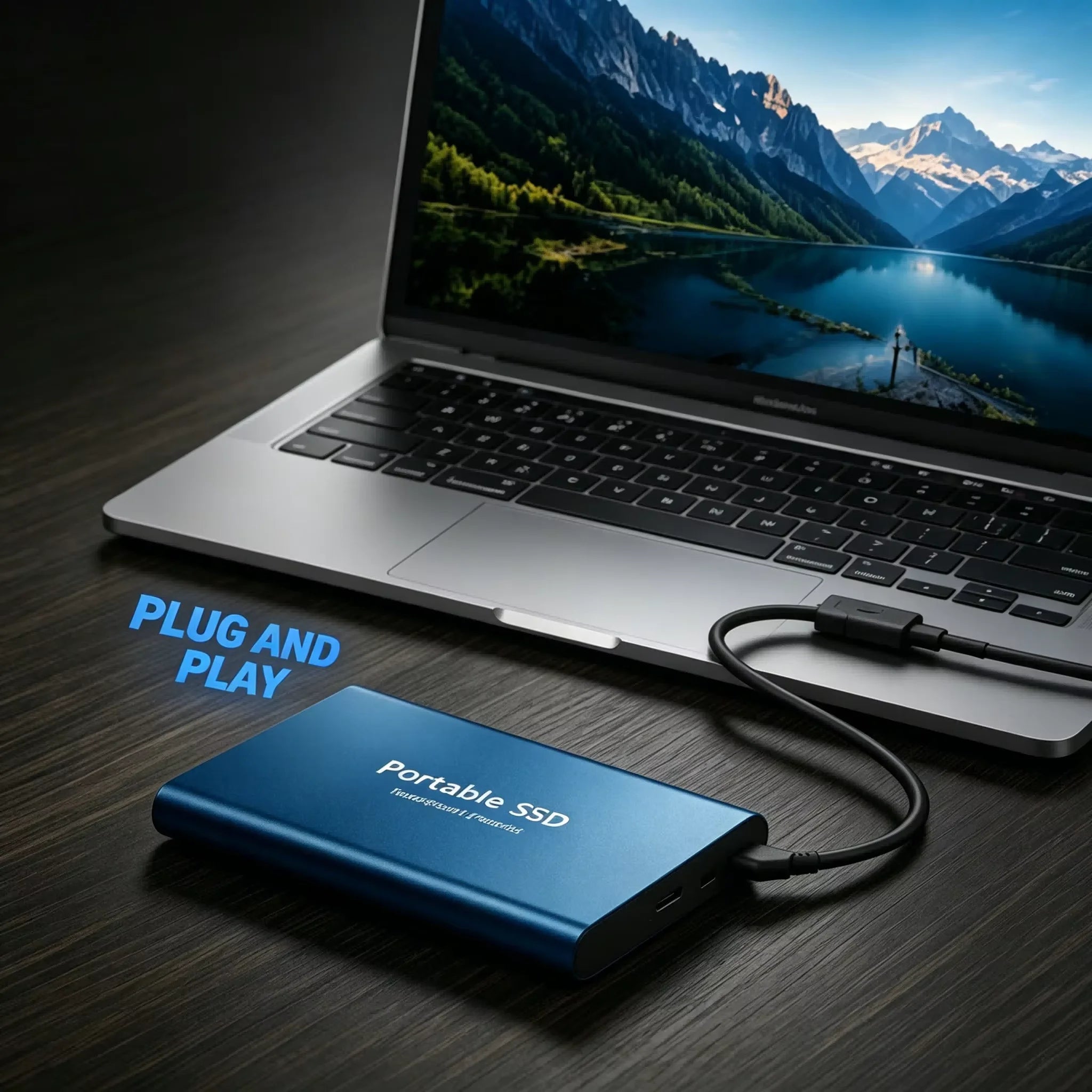1TB External SSD Portable Hard Drive USB 3.0 Type-C Fast Storage Plug Play for Laptop Mac PC Student Daily Use