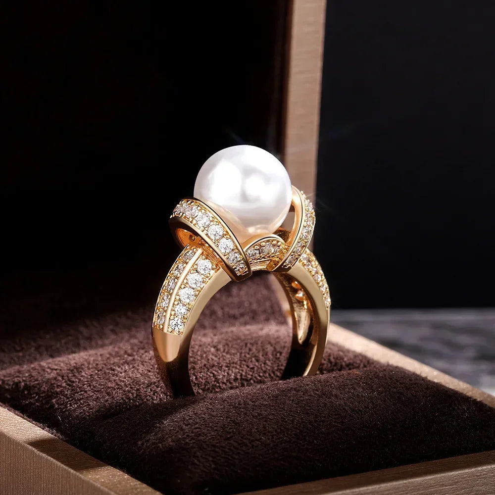Pearl and Gold Wedding Ring