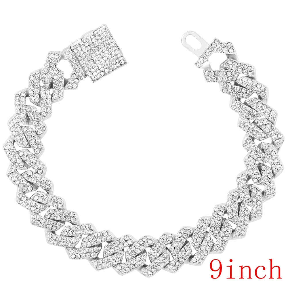 Miami Prong Cuban Link Chain Necklace for Women Gold or Silver2 Row Cuban Choker