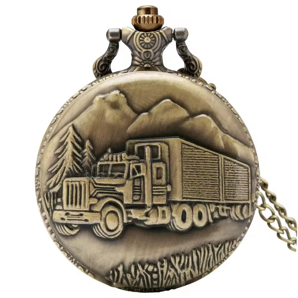 Truck  Steampunk Quartz Pocket Watch For Men