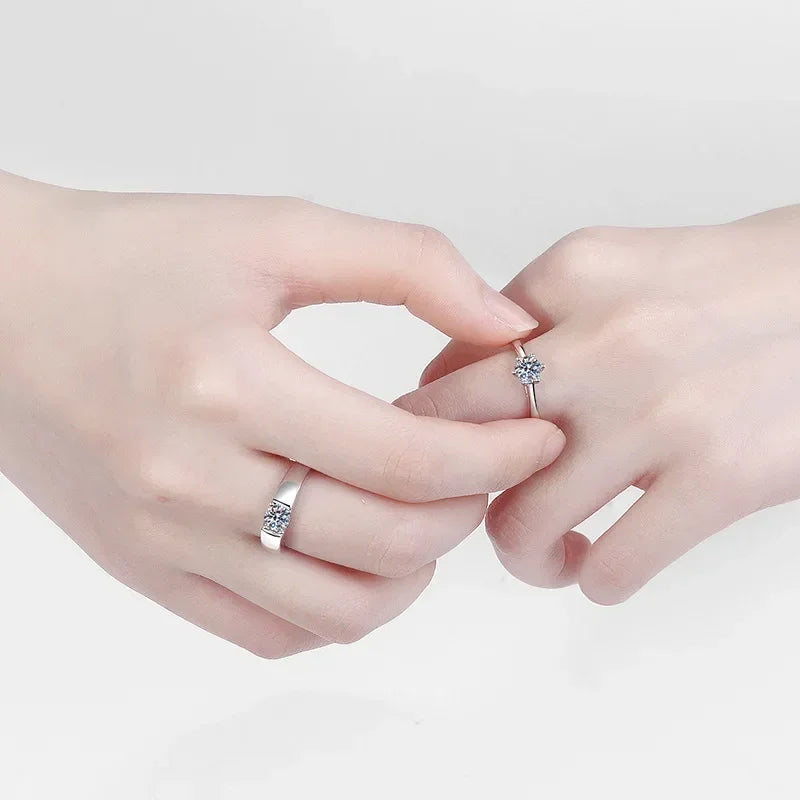 Elegant Design 0.5/1/1.5 Carat Couples Ring, Women and Men
