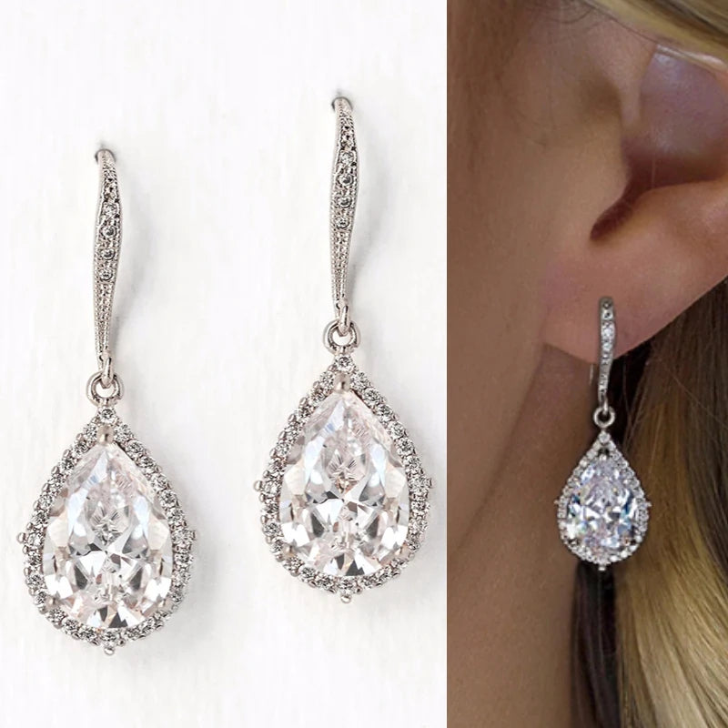 Tear Drop Earrings for Wedding or Engagement