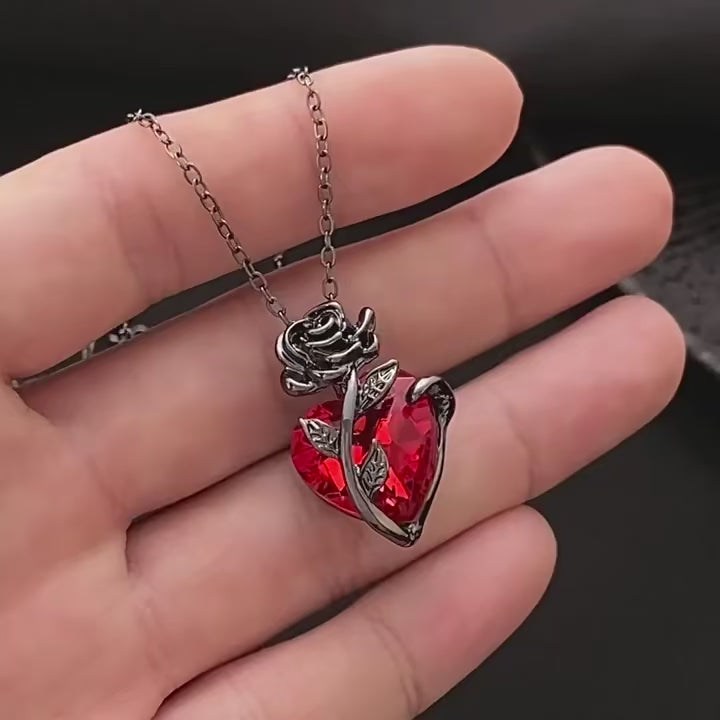 Gothic Rose Red Love Necklace Women's